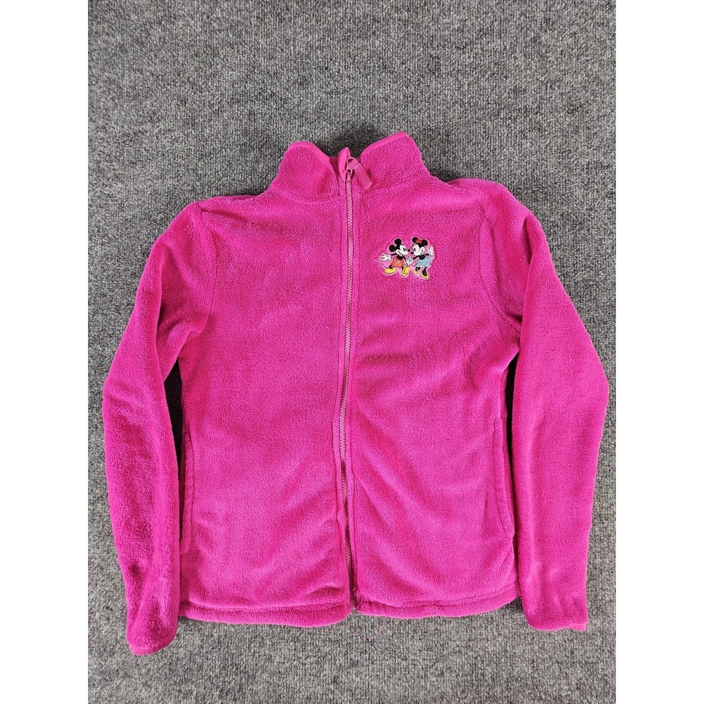 Disney Store Fleece Jacket Womens XS Pink Full Zip Mickey Minnie Mouse Soft Warm
